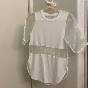 Sheer panel white tee